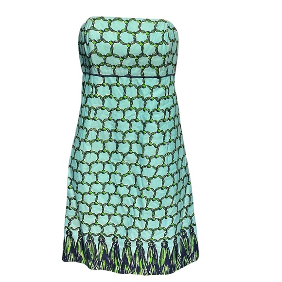 Lilly Pulitzer - Womens Bowen Tassel Strapless Dress Sz 4 - Picture 1 of 6